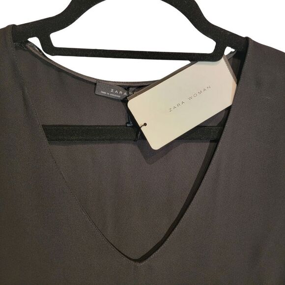 ZARA Black Chain Fringe Sleeveless Top Womens S Dressy Party Grunge Sexy Relaxed - Picture 4 of 11